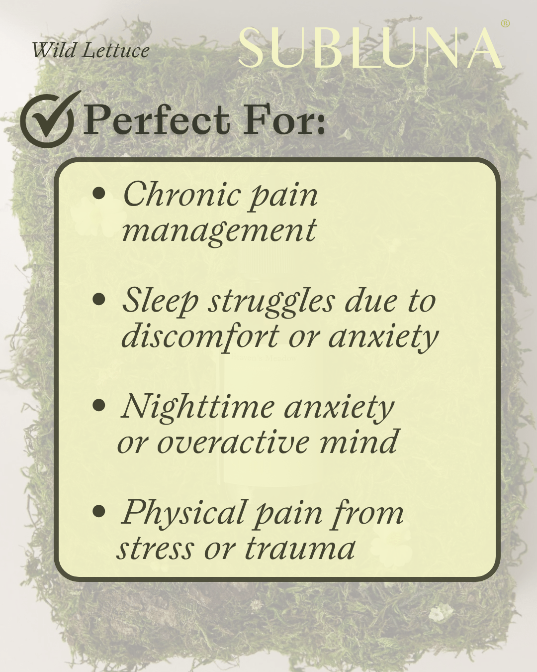 Wild Lettuce Dual Extract: Chronic Pain Support - SubLuna