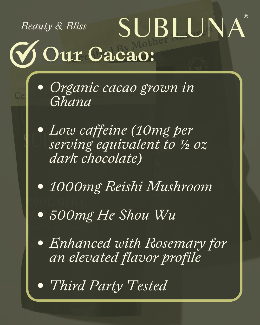 Beauty and Bliss Rosemary Cacao - SubLuna