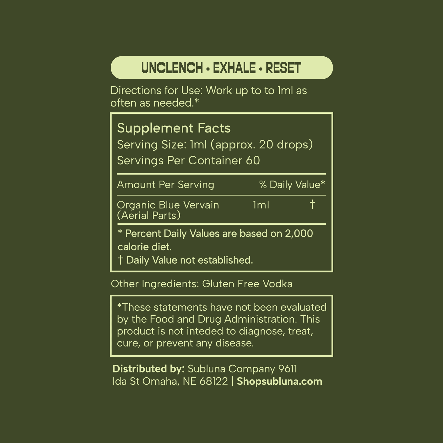 Blue Vervain Tincture: Mental & Physical Tension Support - SubLuna