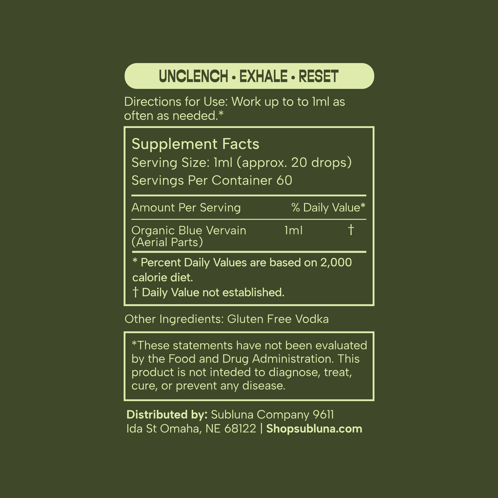 Blue Vervain Tincture: Mental & Physical Tension Support - SubLuna