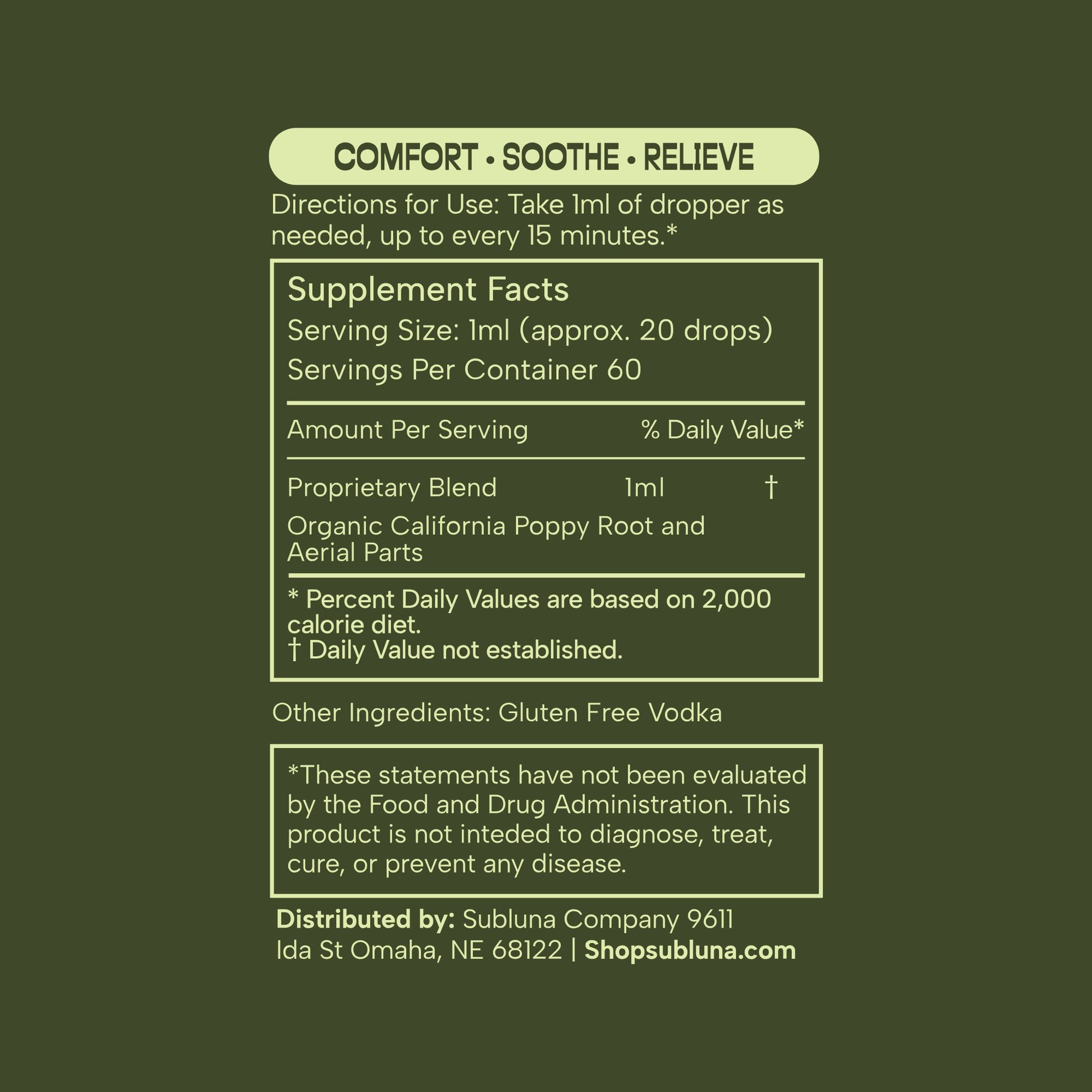 California Poppy Tincture: Pain & Comfort Support - SubLuna