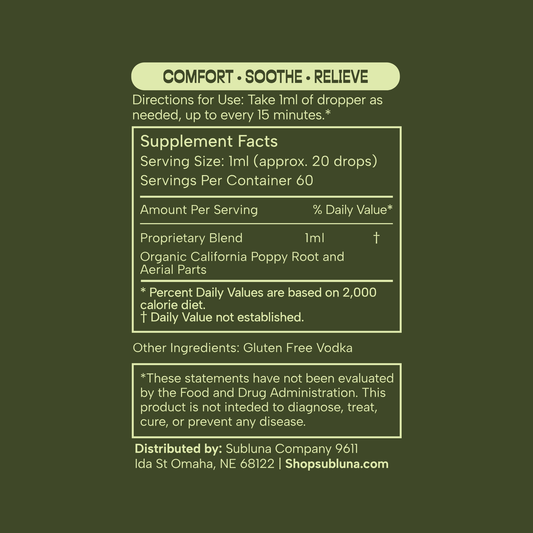 California Poppy Tincture: Pain & Comfort Support - SubLuna
