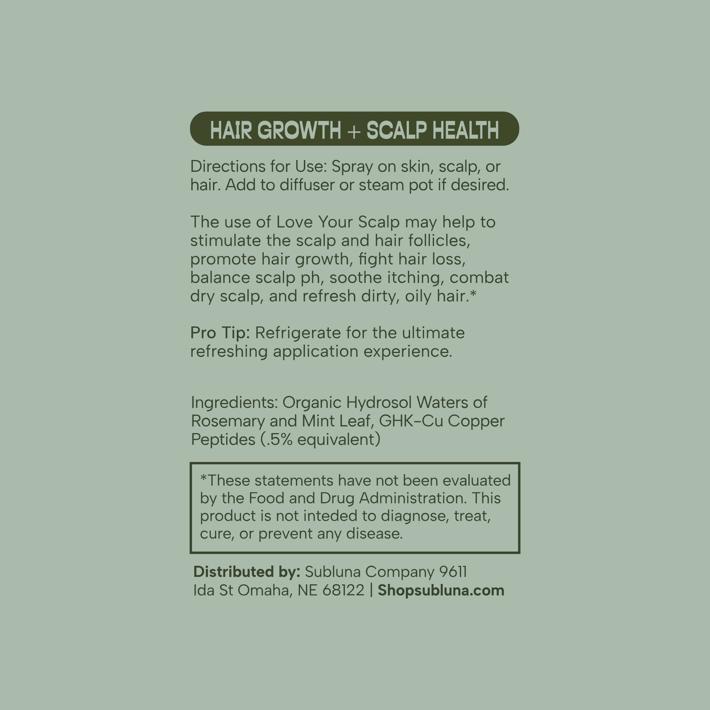 Love Your Scalp: Hair Growth Mist - SubLuna