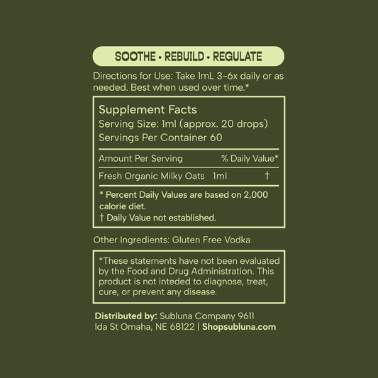 Fresh Milky Oats Dual Extract: Nervous System Recovery & Stress Support - SubLuna